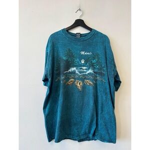 Vintage H.L. Miller‎ Maui Shirt Mens XL Blue Beach Ocean Graphic Made USA 90s